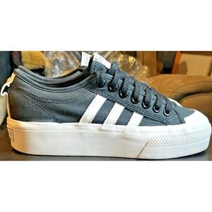 Adidas Nizza Platform Women's Shoes Black/White Canvas Sneakers Size 9 US